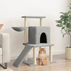 vidaXL Rascador para gatos con postes de sisal 96,5 cm Gris claro Discount