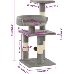 vidaXL Productos Para Mascotas-Rascador para gatos con postes de sisal 65 cm