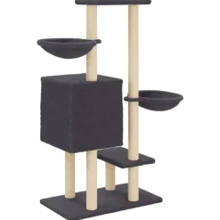 vidaXL Rascador para gatos con postes de sisal 117 cm Gris oscuro