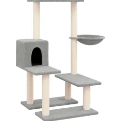 vidaXL Rascador para gatos con postes de sisal 94,5 cm Gris claro Online