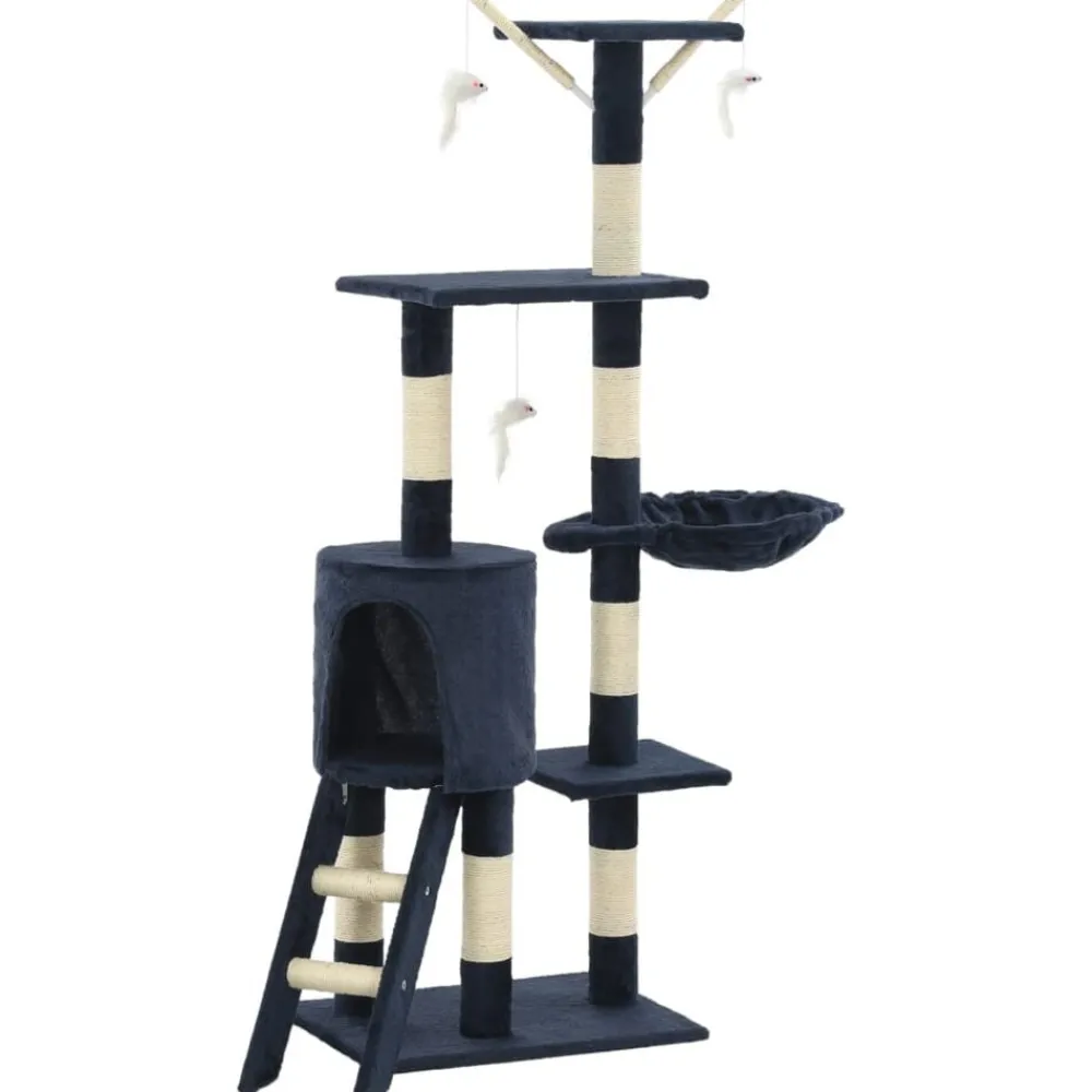 vidaXL Rascador para gatos con poste de sisal 138 cm Azul oscuro Discount