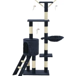 vidaXL Rascador para gatos con poste de sisal 138 cm Azul oscuro Discount