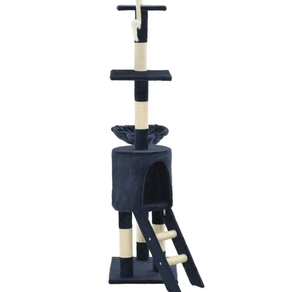 vidaXL Rascador para gatos con poste de sisal 138 cm Azul oscuro Discount