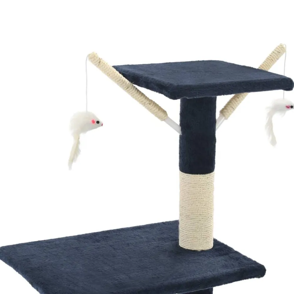 vidaXL Rascador para gatos con poste de sisal 138 cm Azul oscuro Discount