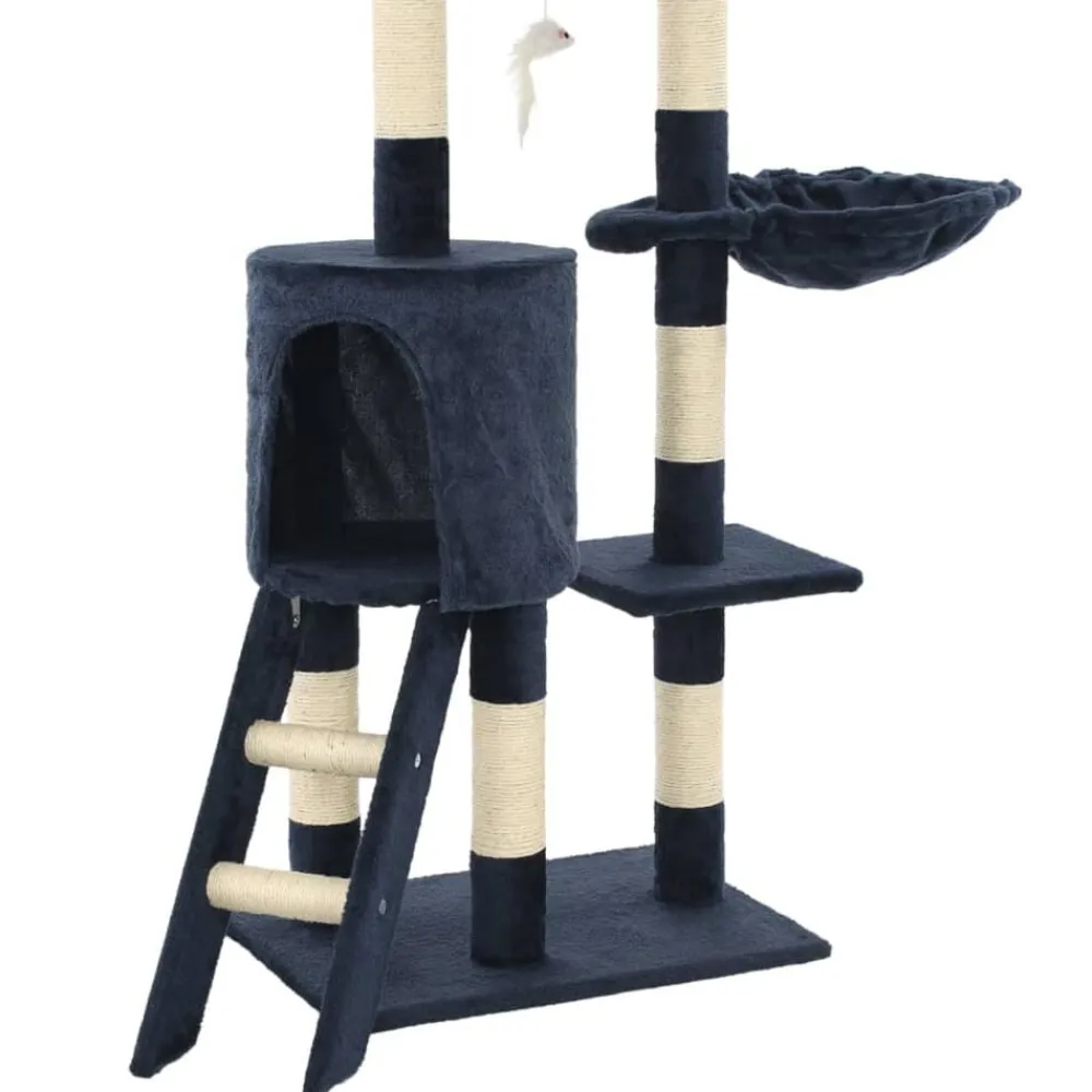 vidaXL Rascador para gatos con poste de sisal 138 cm Azul oscuro Discount