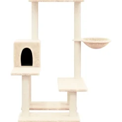 vidaXL Rascador para gatos con postes de sisal color 94,5 cm Crema New