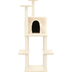 vidaXL Rascador para gatos con postes de sisal color 144,5 cm Crema New