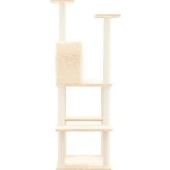 vidaXL Rascador para gatos con postes de sisal color 144,5 cm Crema New