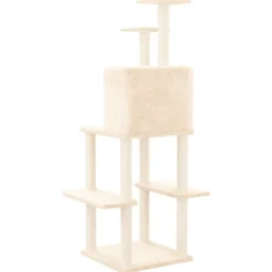 vidaXL Rascador para gatos con postes de sisal color 144,5 cm Crema New