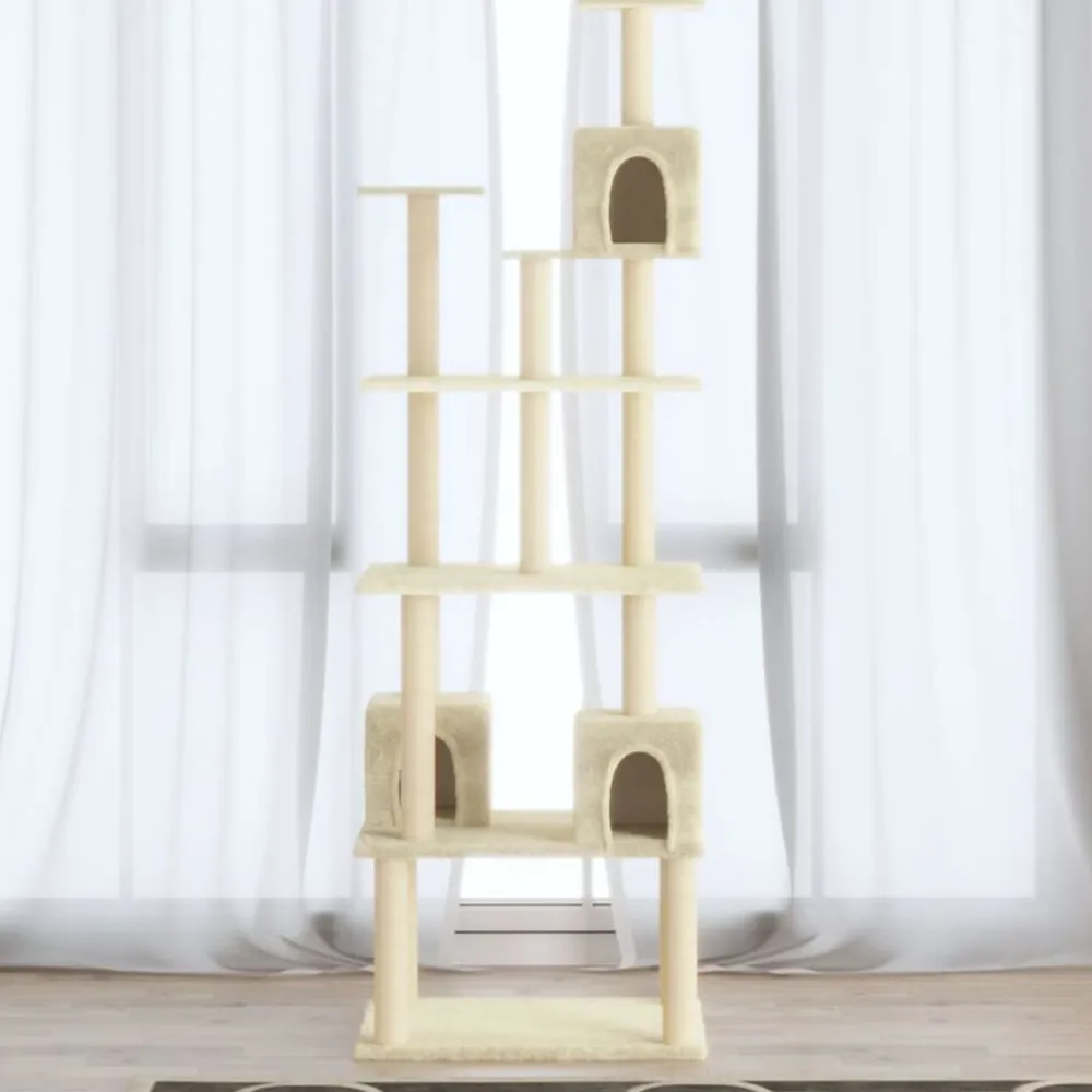 vidaXL Rascador para gatos con postes de sisal 188 cm Crema Outlet