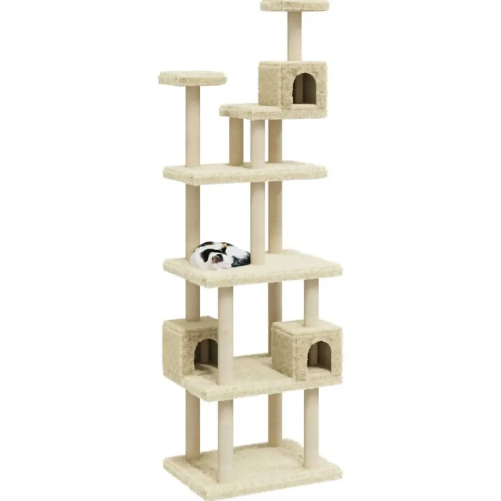 vidaXL Rascador para gatos con postes de sisal 188 cm Crema Outlet