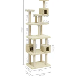 vidaXL Rascador para gatos con postes de sisal 188 cm Crema Outlet
