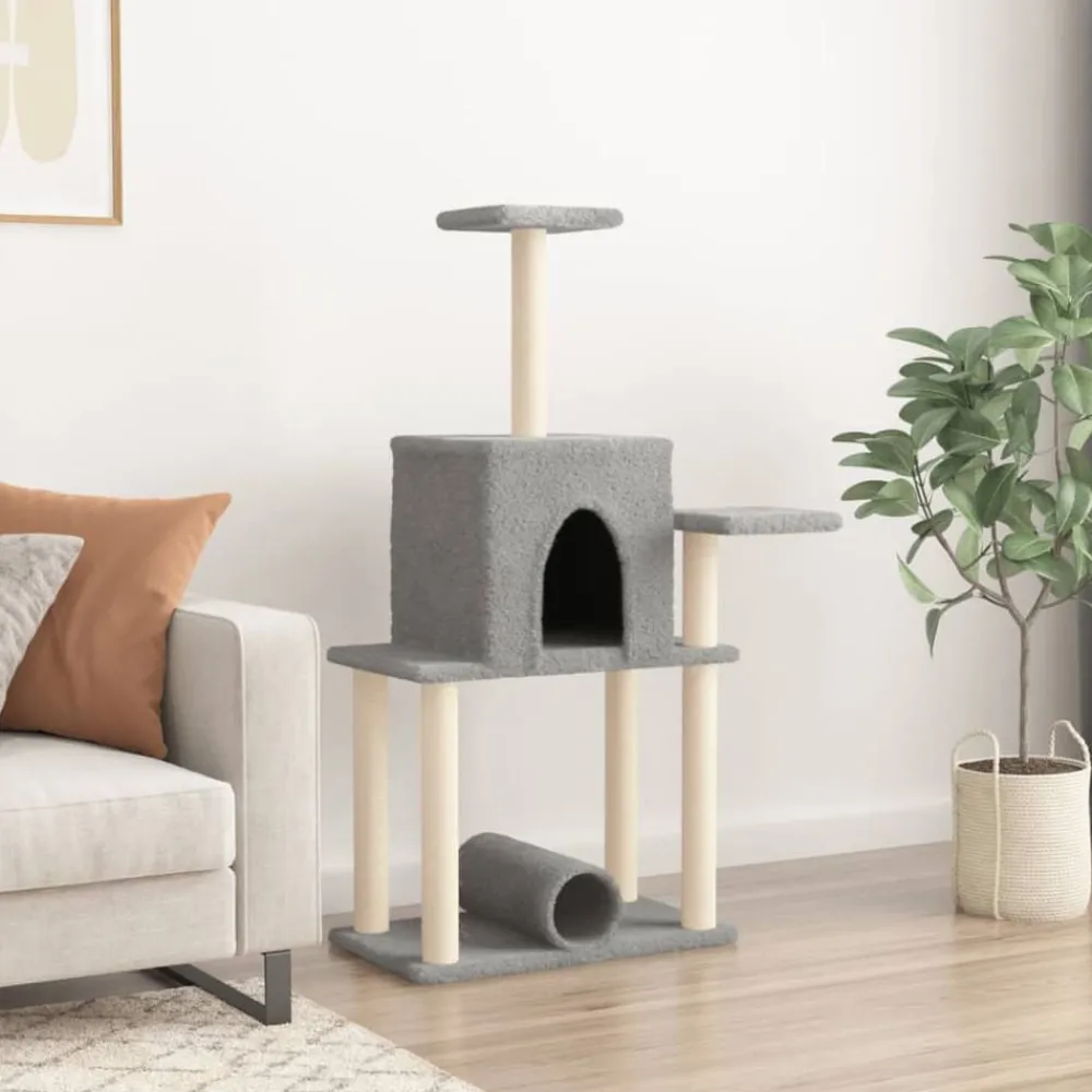 vidaXL Rascador para gatos con postes de sisal 122 cm Gris claro Clearance