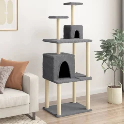vidaXL Rascador para gatos con postes de sisal 167 cm Gris oscuro New