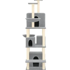 vidaXL Rascador para gatos con postes de sisal 180 cm Gris claro Clearance