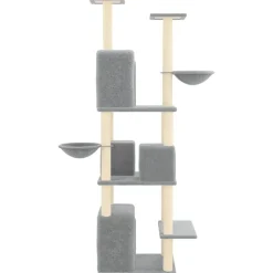 vidaXL Rascador para gatos con postes de sisal 180 cm Gris claro Clearance