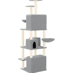 vidaXL Rascador para gatos con postes de sisal 180 cm Gris claro Clearance