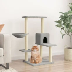 vidaXL Rascador para gatos con postes de sisal 95 cm Gris claro Clearance