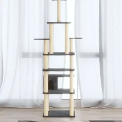 vidaXL Rascador para gatos con postes de sisal 183 cm Gris oscuro Online