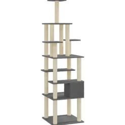 vidaXL Rascador para gatos con postes de sisal 183 cm Gris oscuro Online
