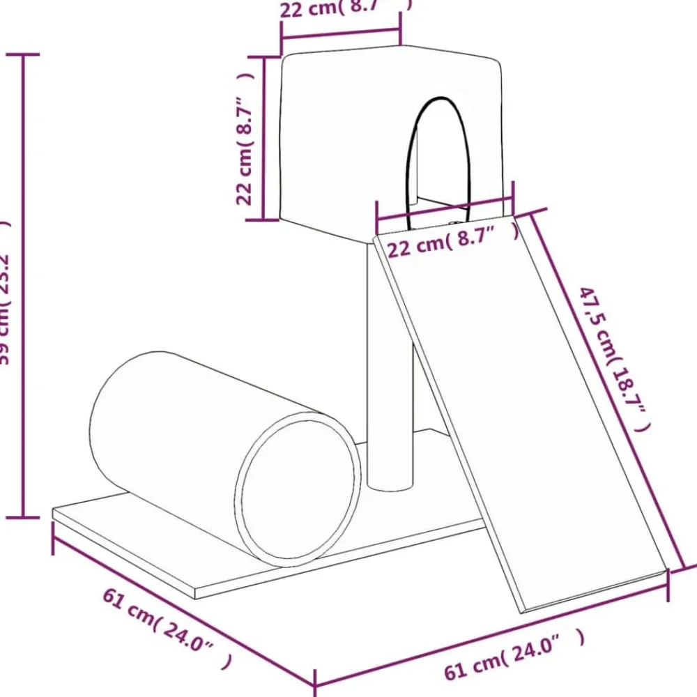 vidaXL Productos Para Mascotas-Rascador para gatos con postes de sisal 59 cm