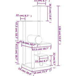 vidaXL Productos Para Mascotas-Rascador para gatos con postes de sisal 136 cm