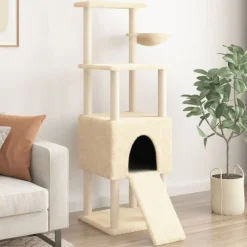vidaXL Rascador para gatos con postes de sisal 153 cm Crema New