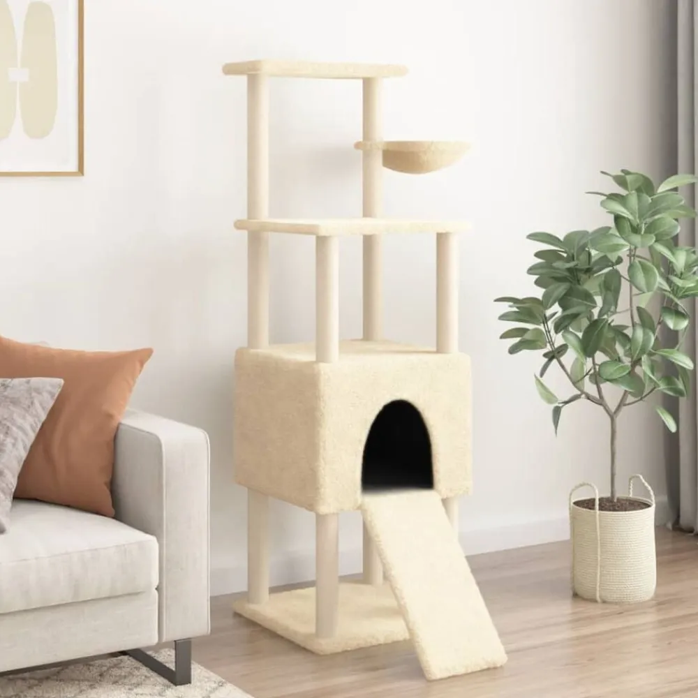 vidaXL Rascador para gatos con postes de sisal 153 cm Crema New