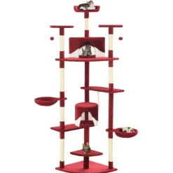 vidaXL Rascador para gatos con poste de sisal 203 cm Rojo y blanco Best