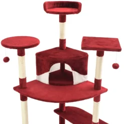 vidaXL Rascador para gatos con poste de sisal 203 cm Rojo y blanco Best