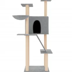 vidaXL Rascador para gatos con postes de sisal 143 cm Gris claro