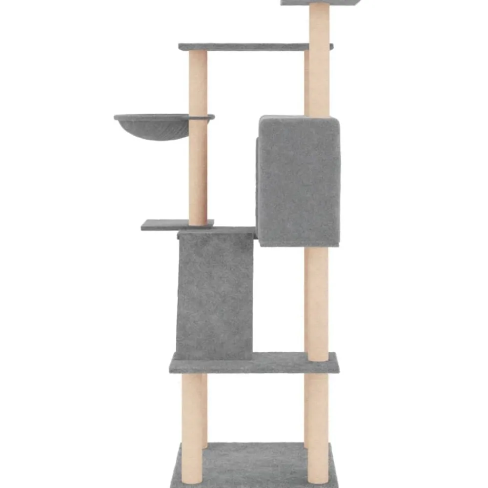 vidaXL Rascador para gatos con postes de sisal 143 cm Gris claro