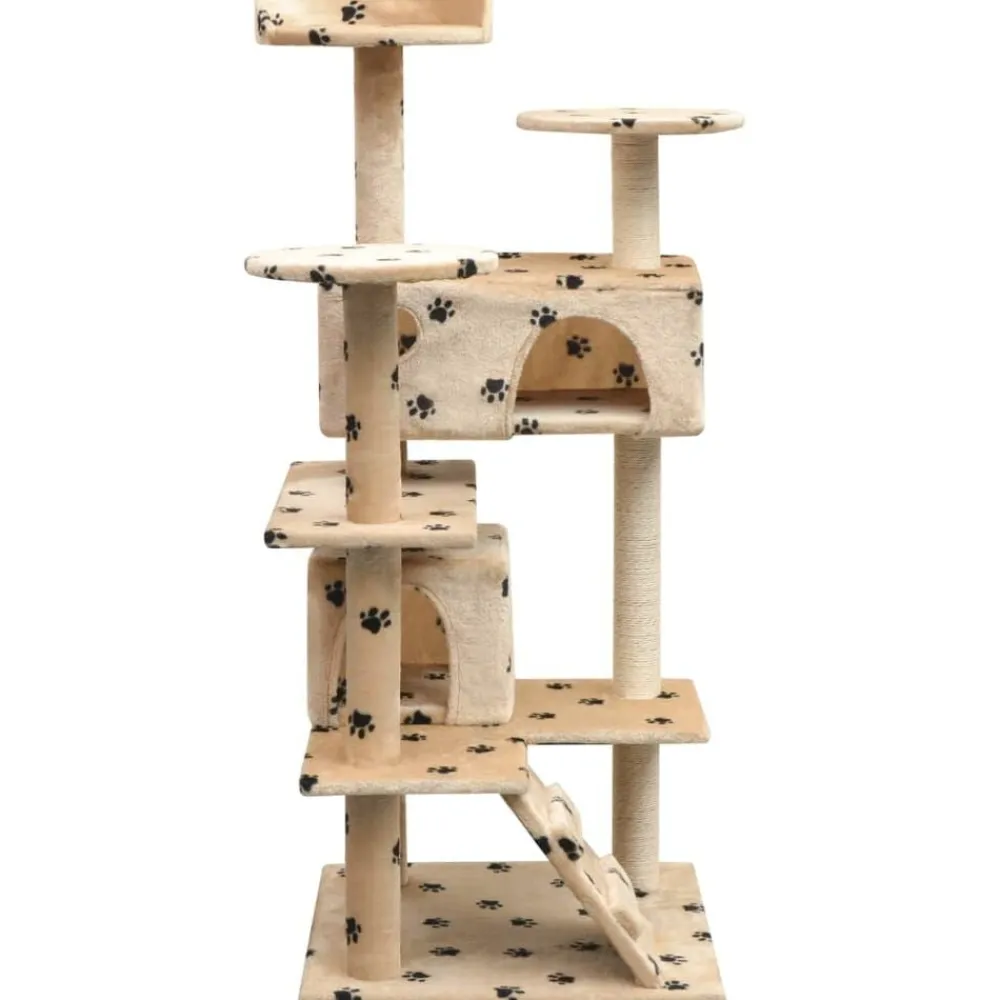 vidaXL Rascador para gatos poste rascador de sisal 125cm huellas beige Beige con huellas de patas Sale