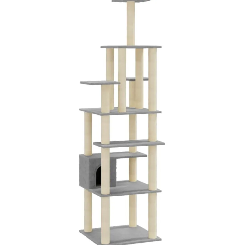 vidaXL Rascador para gatos con postes de sisal 183 cm Gris claro Sale