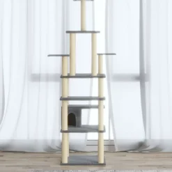 vidaXL Rascador para gatos con postes de sisal 183 cm Gris claro Sale