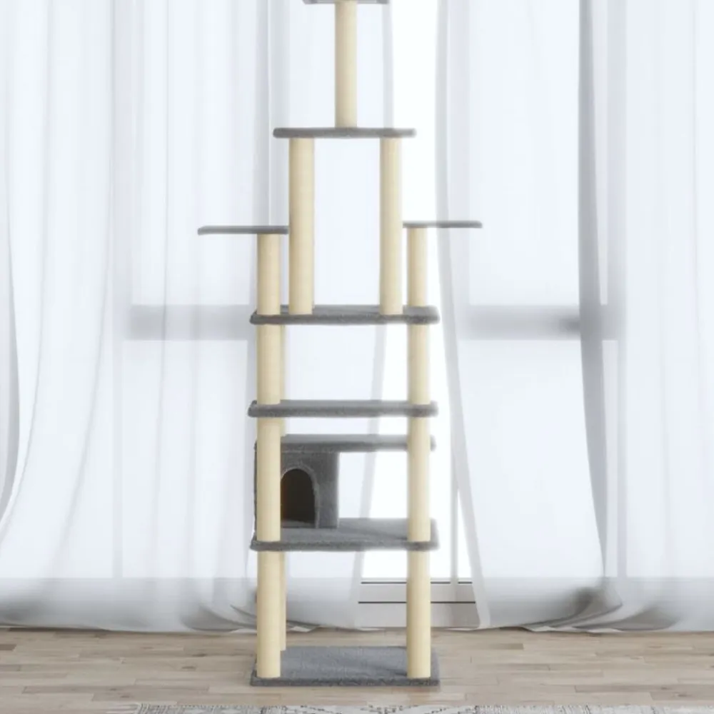 vidaXL Rascador para gatos con postes de sisal 183 cm Gris claro Sale