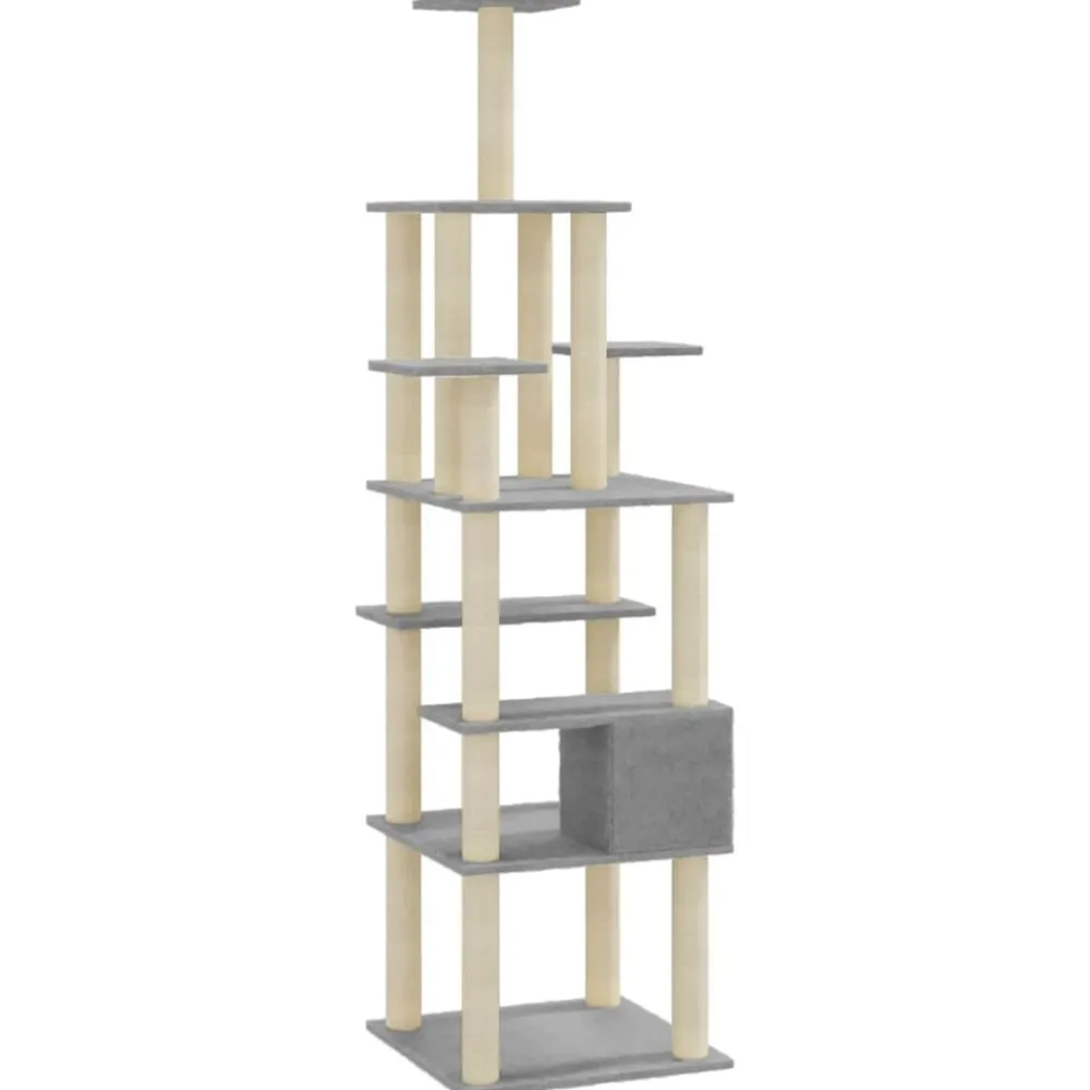 vidaXL Rascador para gatos con postes de sisal 183 cm Gris claro Sale