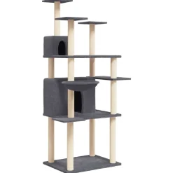vidaXL Rascador para gatos con postes de sisal 166 cm Gris oscuro Online