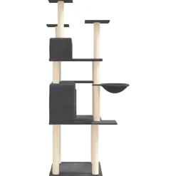 vidaXL Rascador para gatos con postes de sisal 166 cm Gris oscuro Online