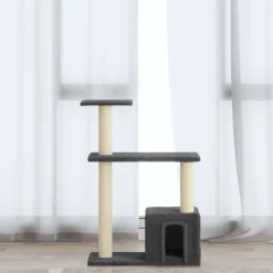 vidaXL Productos Para Mascotas-Rascador para gatos con postes de sisal oscuro 70 cm