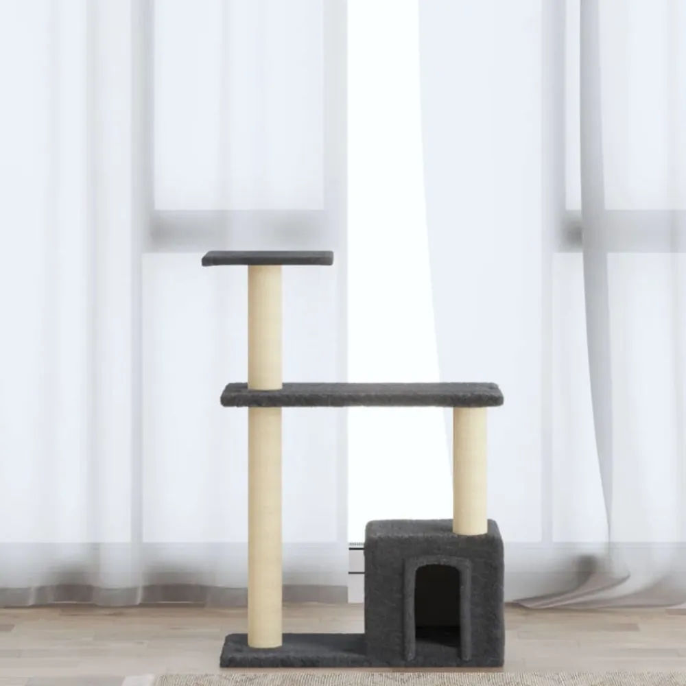 vidaXL Productos Para Mascotas-Rascador para gatos con postes de sisal oscuro 70 cm