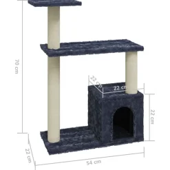vidaXL Productos Para Mascotas-Rascador para gatos con postes de sisal oscuro 70 cm