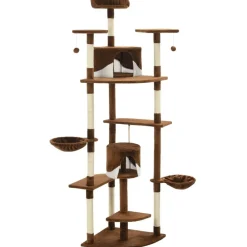 vidaXL Rascador para gatos con poste de sisal marrón y blanco 203 cm Marr&oacute;n y blanco Online