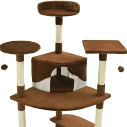 vidaXL Rascador para gatos con poste de sisal marrón y blanco 203 cm Marr&oacute;n y blanco Online