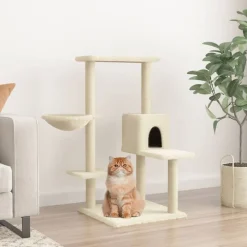 vidaXL Rascador para gatos con postes de sisal color 95 cm Crema Online