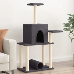 vidaXL Rascador para gatos con postes de sisal 122 cm Gris oscuro Hot