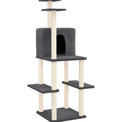 vidaXL Rascador para gatos con postes de sisal 144,5 cm Gris oscuro Sale