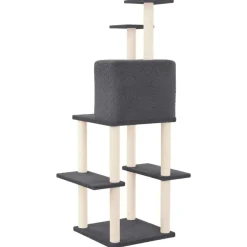 vidaXL Rascador para gatos con postes de sisal 144,5 cm Gris oscuro Sale