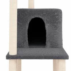 vidaXL Rascador para gatos con postes de sisal 144,5 cm Gris oscuro Sale