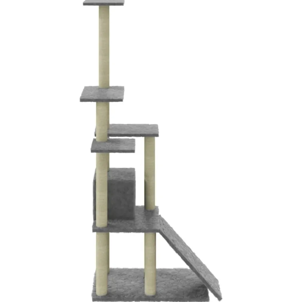 vidaXL Rascador para gatos con postes de sisal 155 cm Gris claro